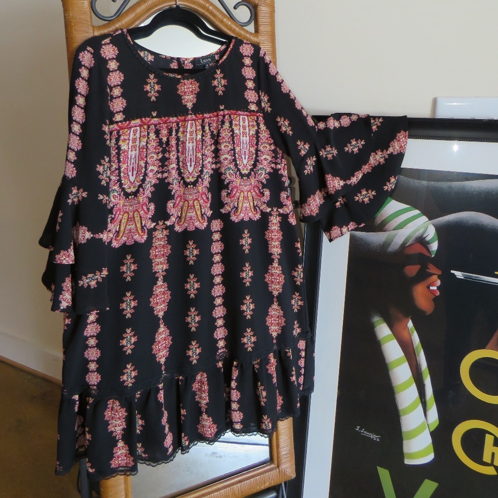 Bohemian Trumpet Sleeved Dress